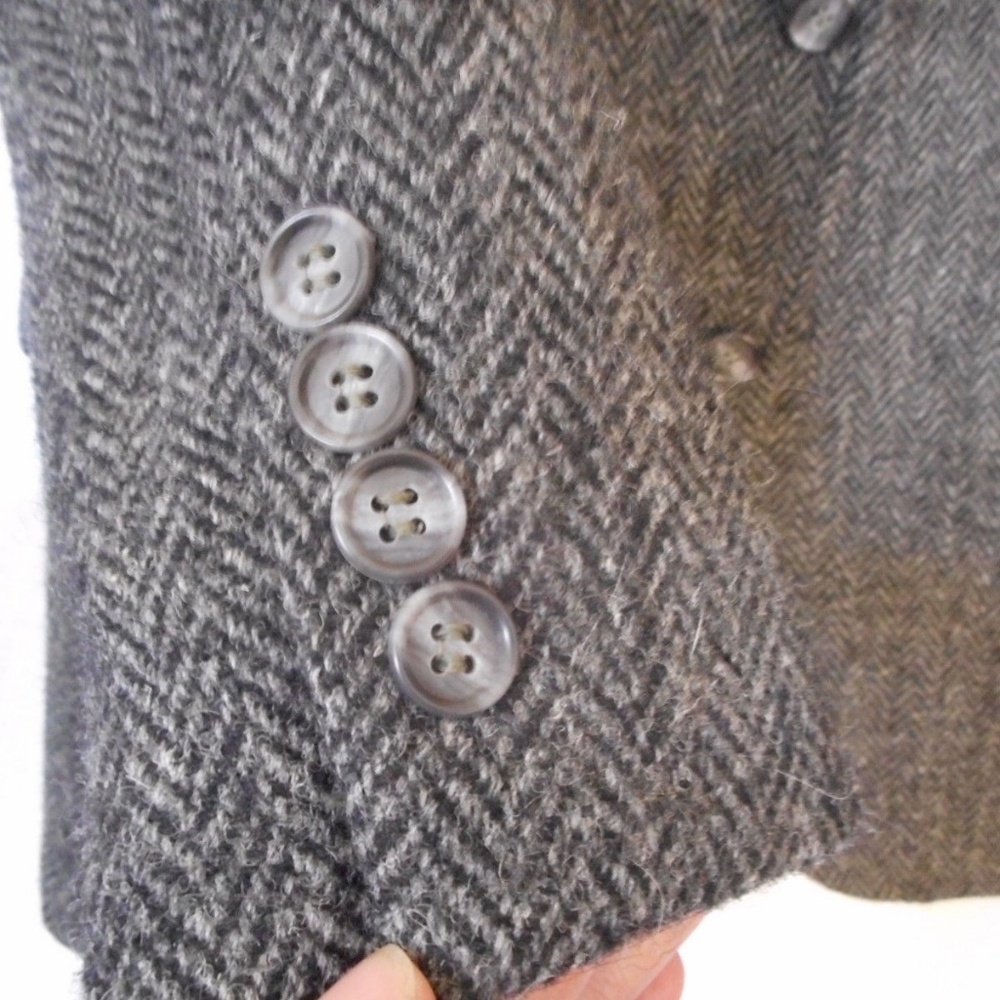 Vintage Harris Tweed Grey Herringbone Jacket - Picture 6 of 7